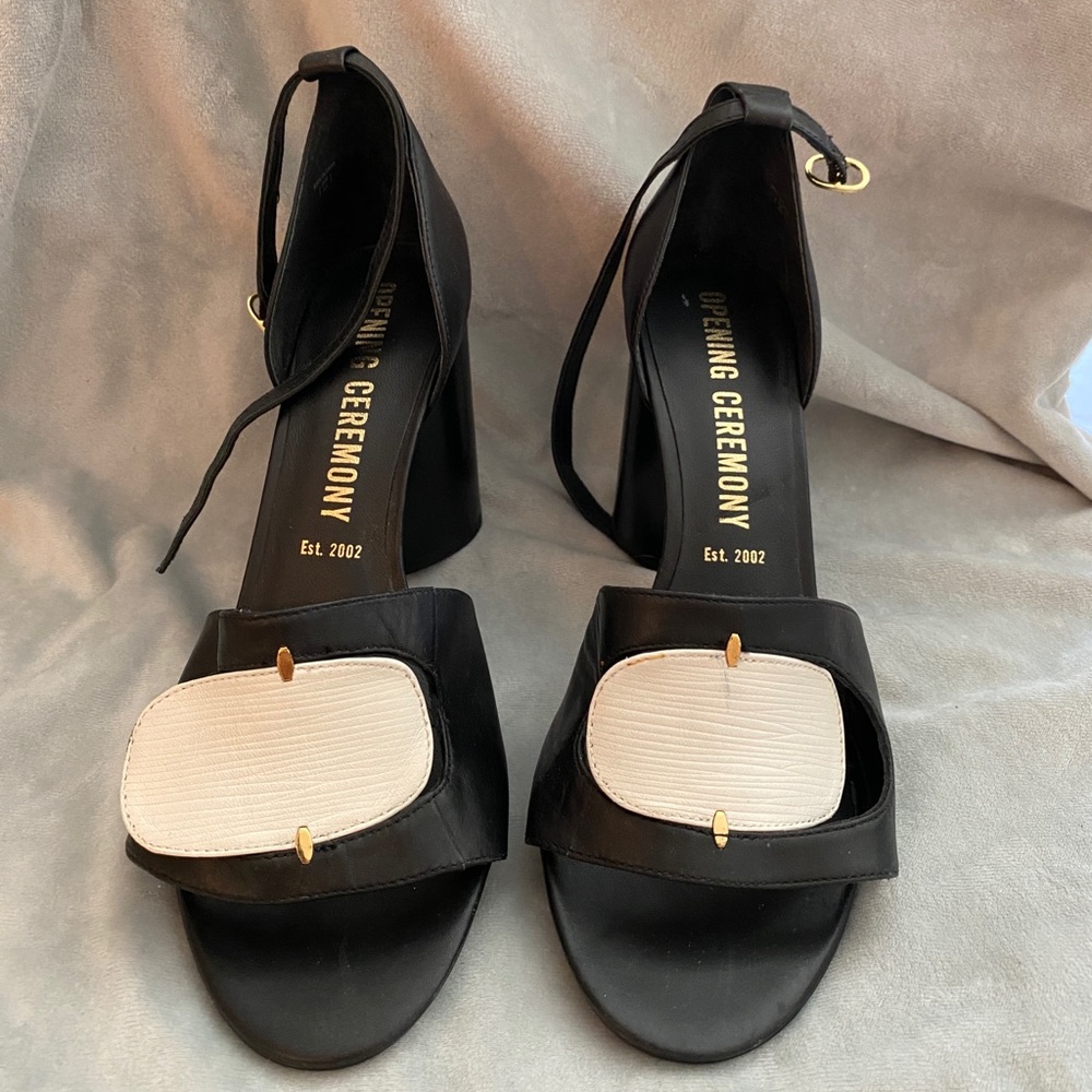 Opening Ceremony womens black leather sandal heels size 10